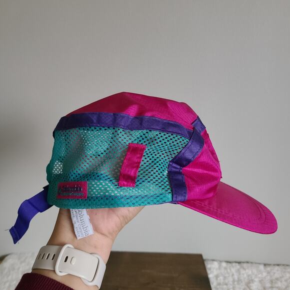 Vintage Columbia 90's Colorblock 5-Pantel Nylon Mesh Retro Hat One Size RARE - Picture 2 of 11
